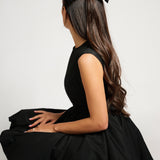 VELVET BLACK BOW WITH RHINESTONES