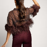 BURGUNDY LOVE SCRUNCHIE WITH RHINESTONES