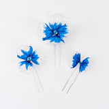 BLUE RESIN FLOWER HAIR PIN SET