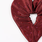 BURGUNDY LOVE SCRUNCHIE WITH RHINESTONES
