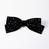 VELVET BLACK BOW WITH RHINESTONES