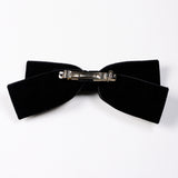 VELVET BLACK BOW WITH RHINESTONES