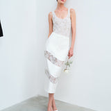 ANISA - MIDI SKIRT WITH HAND-EMBROIDERED LACE DETAILS