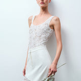 ANISA - MIDI SKIRT WITH HAND-EMBROIDERED LACE DETAILS