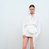 ODE - BOW DETAILED SATIN MINI SKIRT