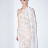 MARIA - HAND-EMBROIDERED ONE SHOULDER LACE GOWN