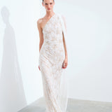MARIA - HAND-EMBROIDERED ONE SHOULDER LACE GOWN