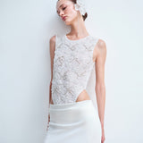 NIA - BACKLESS MAXI DRESS WITH HAND-EMBROIDERED LACE BODICE