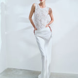 NIA - BACKLESS MAXI DRESS WITH HAND-EMBROIDERED LACE BODICE