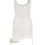 LIVI - U NECK ASYMMETRIC HEM MINI DRESS