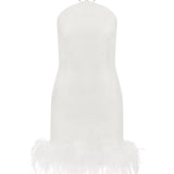 KATY - BACKLESS OSTRICH FEATHER TRIMMED MINI DRESS