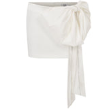 ODE - BOW DETAILED SATIN MINI SKIRT